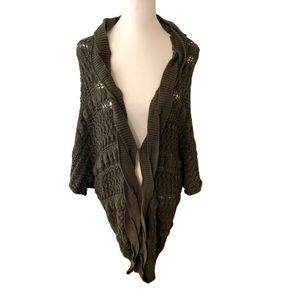 Anthropologie Sleeping on Snow Green Cocoon Knit Cotton Sweater M